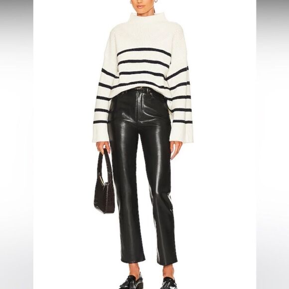 Agolde 90’s Leather Pinch Waist Black Pants Recycled Straight Leg Size 24 - Picture 4 of 13